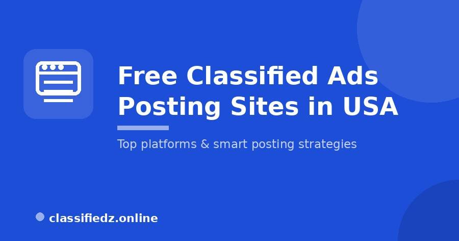 Free classified ads posting sites in USA shown on a laptop browser