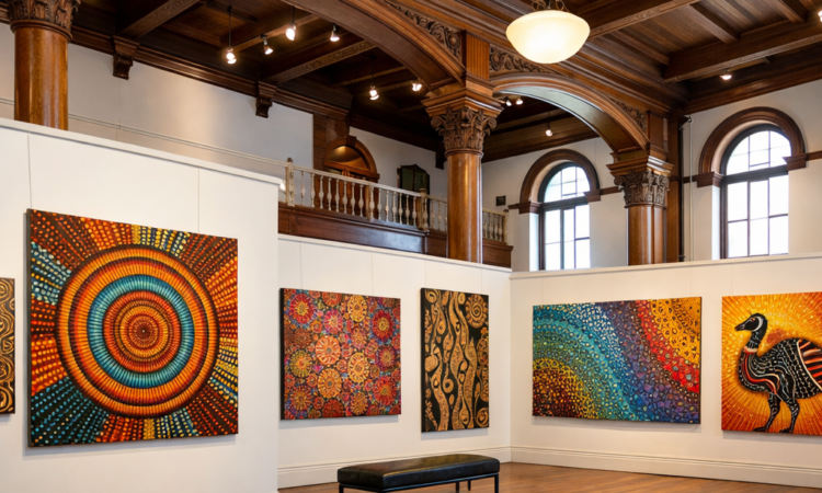 Aboriginal art collection displayed in heritage bank building at BAMM Moree