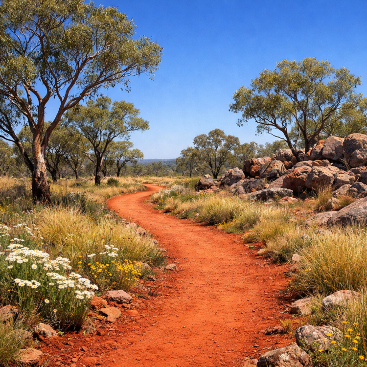 Walking track through Terry Hie Hie Aboriginal Area woodland near Moree, NSW