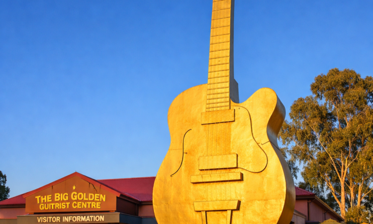 Big Golden Guitar monument in Tamworth NSW, perfect stop for a weekend in Tamworth itinerary