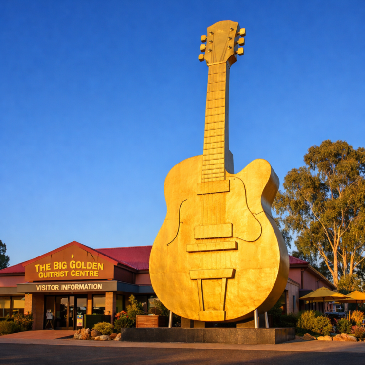 Big Golden Guitar monument in Tamworth NSW, perfect stop for a weekend in Tamworth itinerary