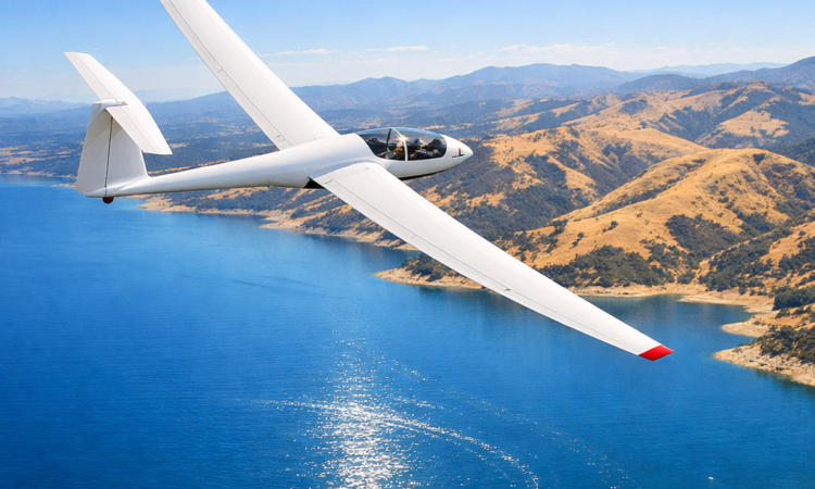 Glider soaring above Lake Keepit near Tamworth during a weekend flight