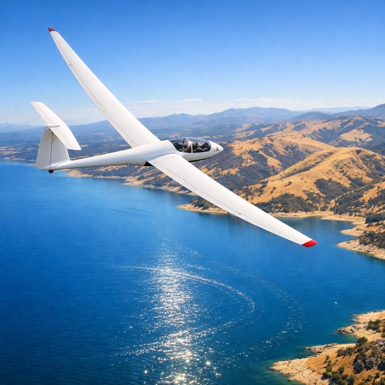Glider soaring above Lake Keepit near Tamworth during a weekend flight