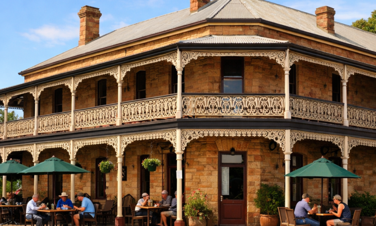 Classic country pub in Tamworth NSW near Tamworth Regional Gallery on sunny afternoon