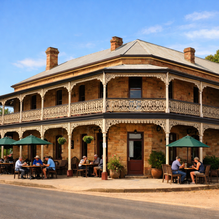 Classic country pub in Tamworth NSW near Tamworth Regional Gallery on sunny afternoon