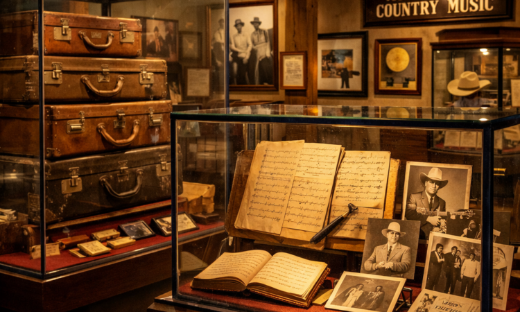 Display cases inside the Australian Country Music Hall of Fame in Tamworth NSW