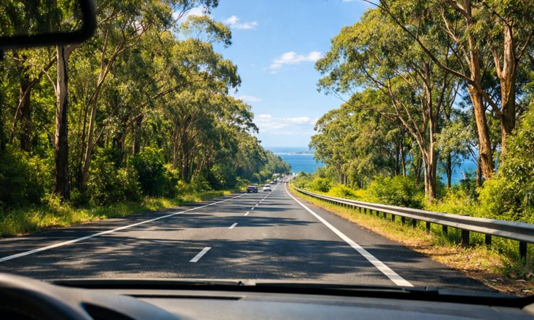 Pacific Highway drive to Port Macquarie with coastal forest views