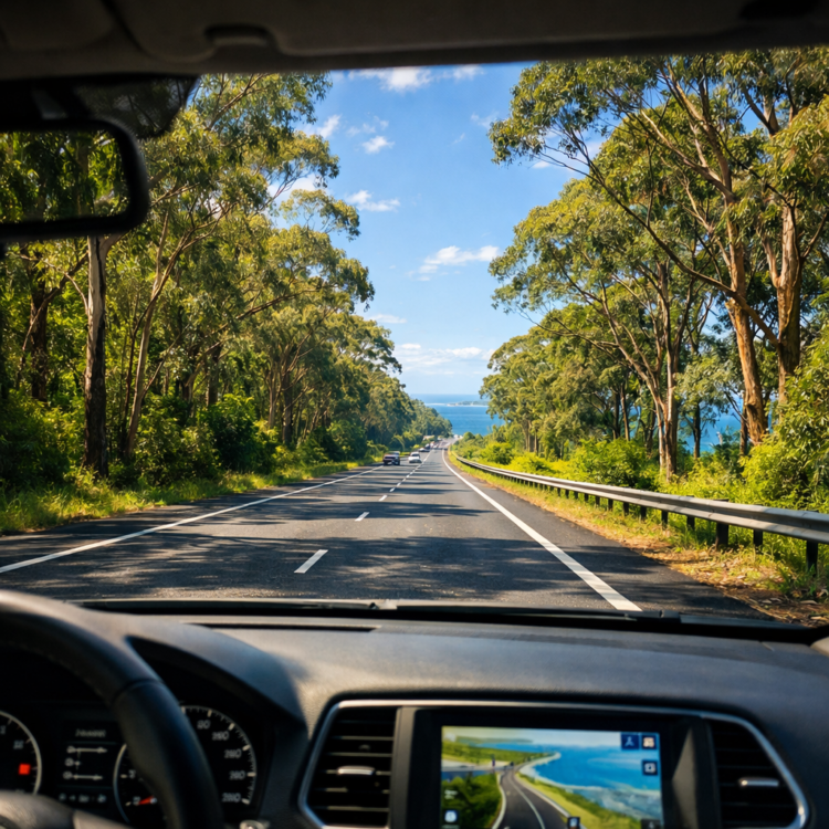 Pacific Highway drive to Port Macquarie with coastal forest views