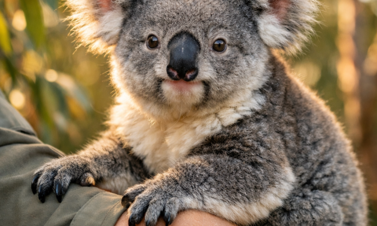 Koala encounter at Billabong Zoo Port Macquarie with keeper and visitor