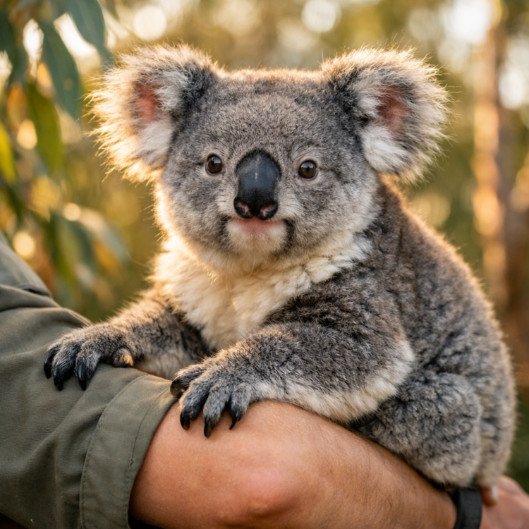 Koala encounter at Billabong Zoo Port Macquarie with keeper and visitor