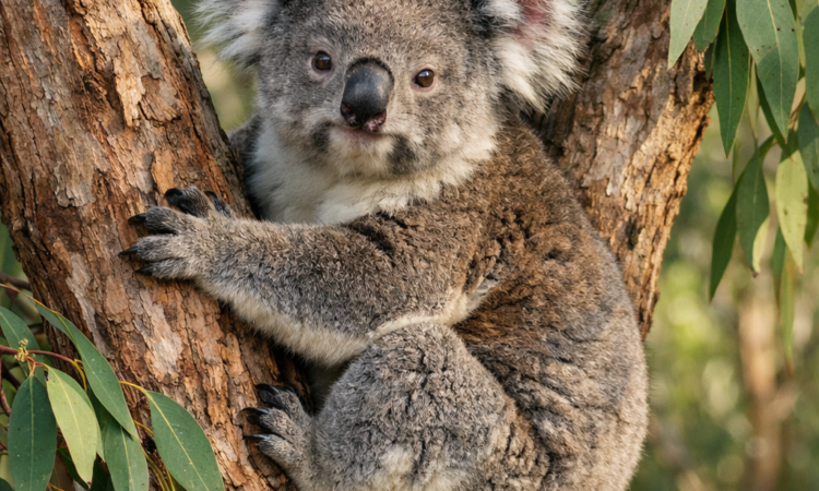 Wild koala in eucalyptus tree on Kangaroo Island, South Australia