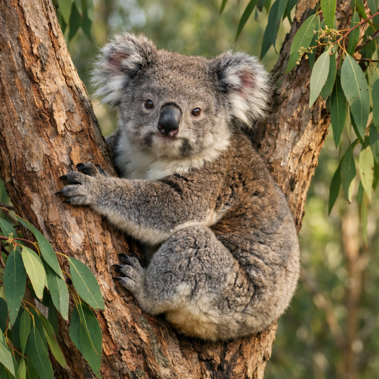 Wild koala in eucalyptus tree on Kangaroo Island, South Australia